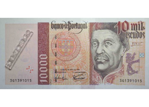 Банкнота Португалия 10000 (десять тысяч) эскудо 1996 год. Pick 191b4. UNC
