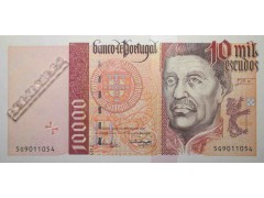 Банкнота Португалия 10000 (десять тысяч) эскудо 1998 год. Pick 191c1. UNC