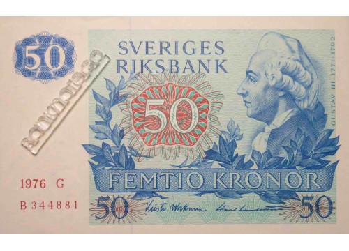 Банкнота Швеция 50 (пятьдесят) крон 1976 год. Pick 53b. UNC