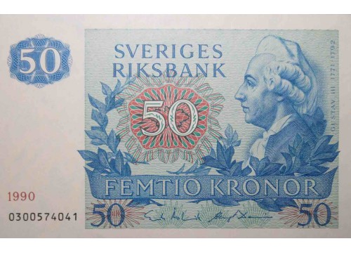 Банкнота Швеция 50 (пятьдесят) крон 1990 год. Pick 53d. UNC