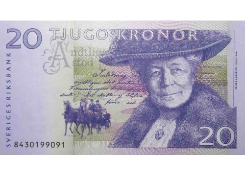 Банкнота Швеция 20 (двадцать) крон 2008 год. Pick 63c. UNC