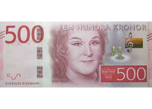 Банкнота Швеция 500 (пятьсот) крон 2016 год. Pick 73.2. UNC
