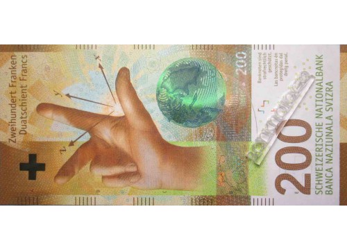Банкнота Швейцария 200 (двести) франков 2016 год. Pick 78.1. UNC