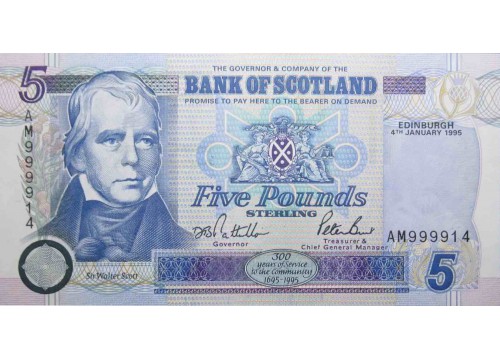 Банкнота Шотландия 5 (пять) фунтов 1995 год. Pick 119a. UNC