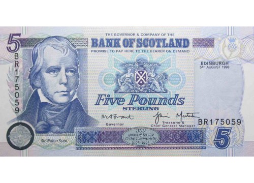 Банкнота Шотландия 5 (пять) фунтов 1998 год. Pick 119c. UNC