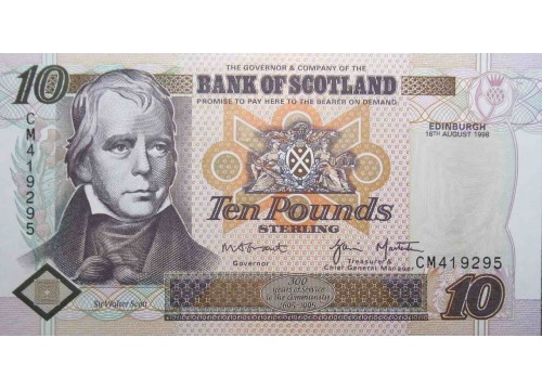 Банкнота Шотландия 10 (десять) фунтов 1998 год. Pick 120c. UNC