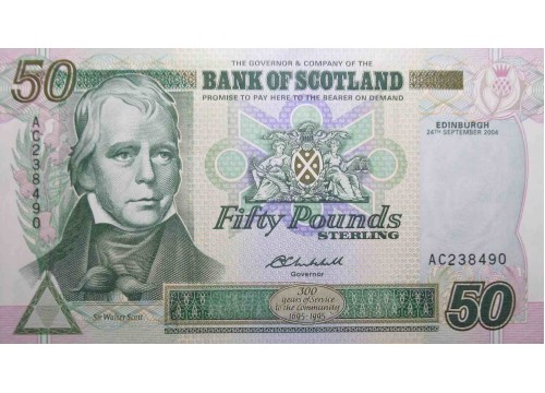 Банкнота Шотландия 50 (пятьдесят) фунтов 2004 год. Pick 122c. UNC