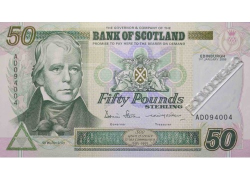 Банкнота Шотландия 50 (пятьдесят) фунтов 2006 год. Pick 122d. UNC