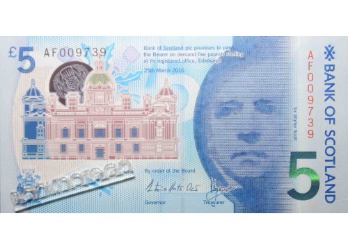Банкнота Шотландия 5 (пять) фунтов 2016 год. Pick 130. UNC