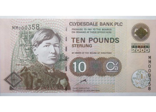 Банкнота Шотландия 10 (десять) фунтов 2000 год. Pick 229A. UNC