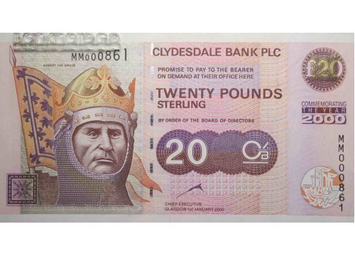 Банкнота Шотландия 20 (двадцать) фунтов 2000 год. Pick 229B. UNC