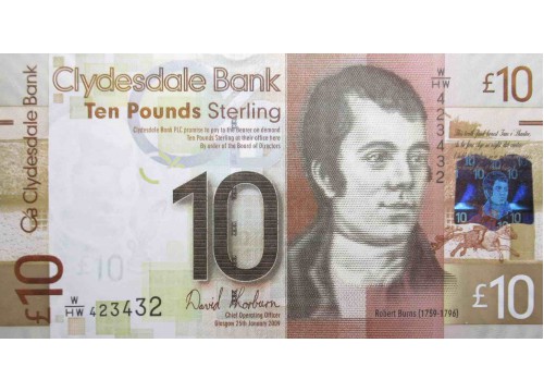 Банкнота Шотландия 10 (десять) фунтов 2009 год. Pick 229Ja. UNC