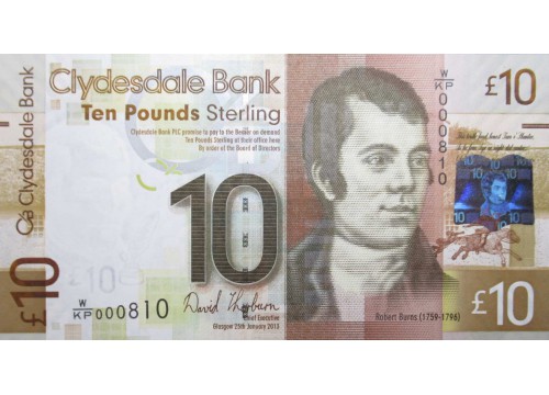 Банкнота Шотландия 10 (десять) фунтов 2013 год. Pick 229Jb. UNC