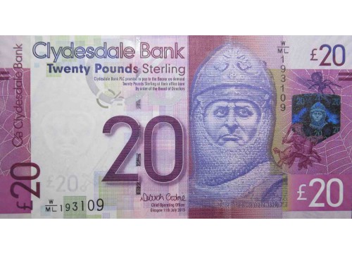 Банкнота Шотландия 20 (двадцать) фунтов 2015 год. Pick 229Kd. UNC