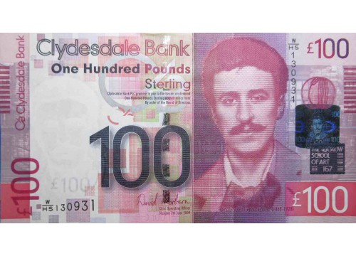 Банкнота Шотландия 100 (сто) фунтов 2009 год. Pick 229M. UNC