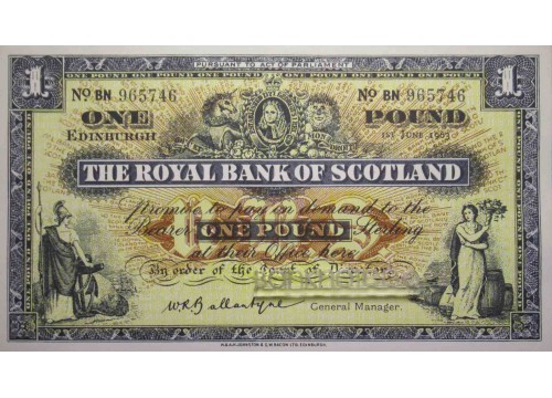 Банкнота Шотландия 1 (один) фунт 1963 год. Pick 324b. UNC