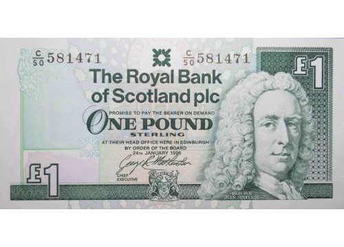 Банкнота Шотландия 1 (один) фунт 1996 год. Pick 351c. UNC