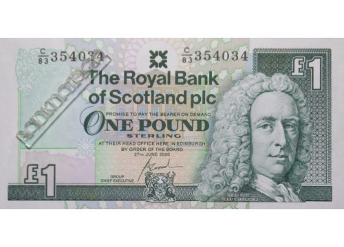 Банкнота Шотландия 1 (один) фунт 2000 год. Pick 351e1. UNC