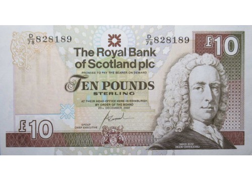 Банкнота Шотландия 10 (десять) фунтов 2007 год. Pick 353b. UNC