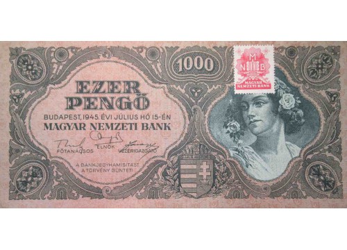 Банкнота Венгрия 1000 (тысяча) пенге 1945 год. Pick 118b1. UNC