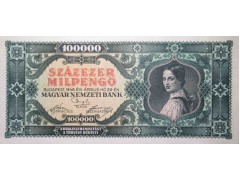 Банкнота Венгрия 100000 (сто тысяч) пенге 1946 год. Pick 127. UNC