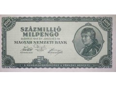 Банкнота Венгрия 100000000 (сто миллионов) пенге 1946 год. Pick 130. UNC