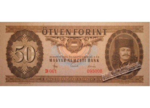 Банкнота Венгрия 50 (пятьдесят) форинтов 1965 год. Pick 170a. UNC