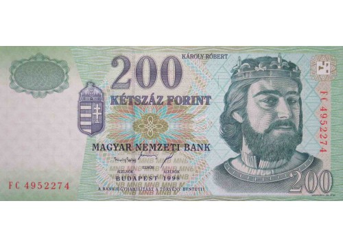 Банкнота Венгрия 200 (двести) форинтов 1998 год. Pick 178. UNC