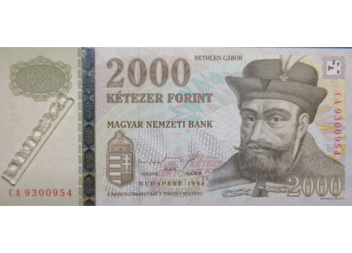 Банкнота Венгрия 2000 (две тысячи) форинтов 1998 год. Pick 181. UNC