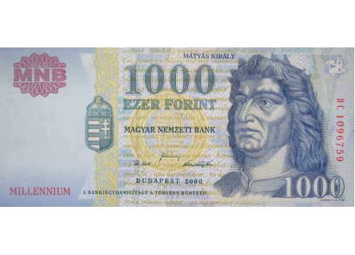 Банкнота Венгрия 1000 (тысяча) форинтов 2000 год. Pick 185. UNC
