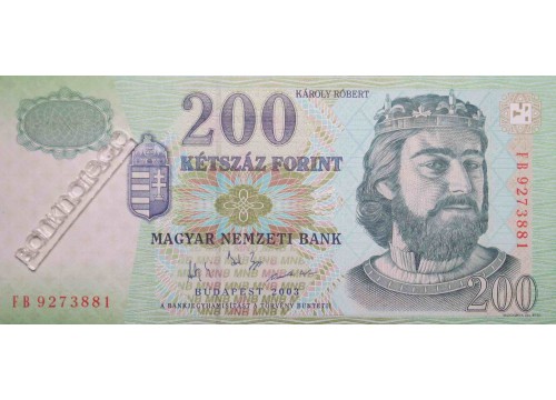 Банкнота Венгрия 200 (двести) форинтов 2001 год. Pick 187a. UNC