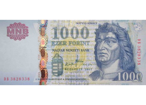 Банкнота Венгрия 1000 (тысяча) форинтов 2007 год. Pick 195c. UNC