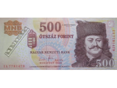 Банкнота Венгрия 500 (пятьсот) форинтов 2008 год. Pick 196b. UNC