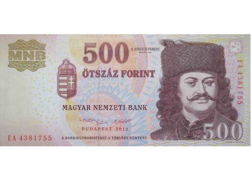 Банкнота Венгрия 500 (пятьсот) форинтов 2013 год. Pick 196e. UNC