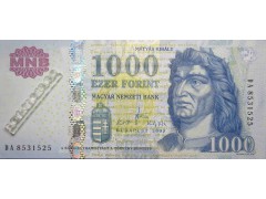 Банкнота Венгрия 1000 (тысяча) форинтов 2009 год. Pick 197a. UNC