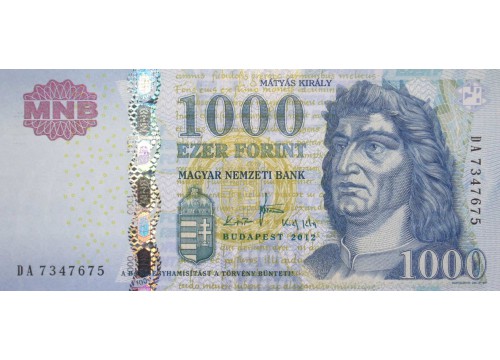 Банкнота Венгрия 1000 (тысяча) форинтов 2012 год. Pick 197d. UNC