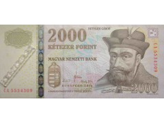 Банкнота Венгрия 2000 (две тысячи) форинтов 2010 год. Pick 198c. UNC