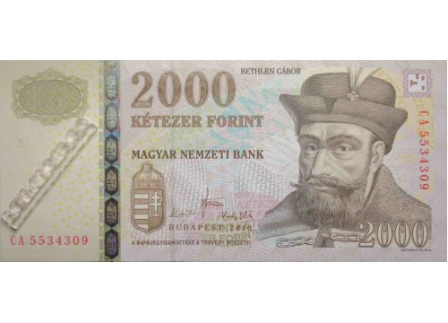 Банкнота Венгрия 2000 (две тысячи) форинтов 2010 год. Pick 198c. UNC