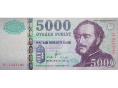 Банкнота Венгрия 5000 (пять тысяч) форинтов 2010 год. Pick 199b. UNC