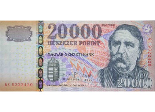 Банкнота Венгрия 20000 (двадцать тысяч) форинтов 2009 год. Pick 201b. UNC