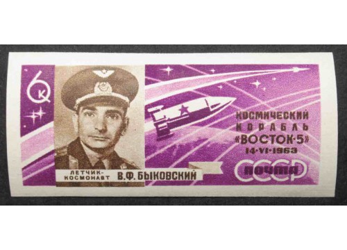 Марка 2882 Полет В.Ф.Быковского и В.В.Терешковой на корабле Восток-5. Валерий Быковский. MNH ★★. 1963 год.