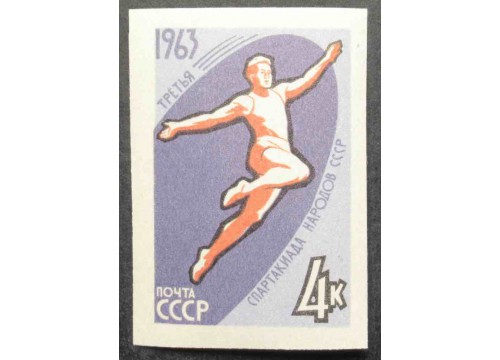 Марка 2894 Спартакиада народов СССР. Прыжки в длину. MNH ★★. 1963 год