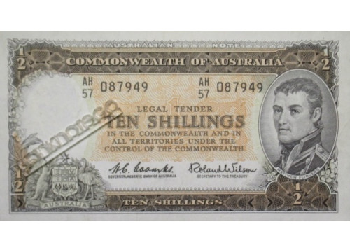 Банкнота Австралия 10 (десять) шиллингов 1954-60 год. Pick 29. VF