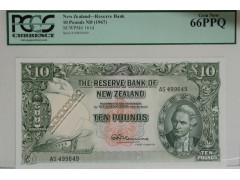 Банкнота Новая Зеландия 10 (десять) долларов 1967 год. Pick 161d. UNC