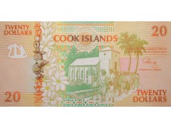 Банкнота Острова Кука 20 (двадцать) долларов 1992 год. Pick 9. UNC