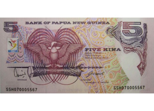 Банкнота Папуа Новая Гвинея 5 (пять) кина. 2007 год. Pick 34. UNC