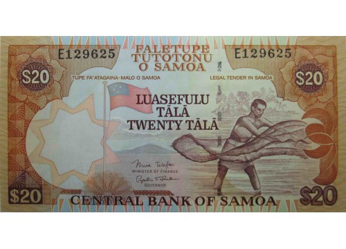 Банкнота Самоа 20 (двадцать) тала 2002-05 год. Pick 35b. UNC