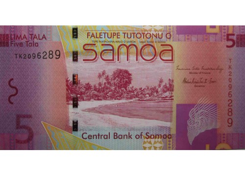 Банкнота Самоа 5 (пять) тала 2008-17 год. Pick 38b. UNC