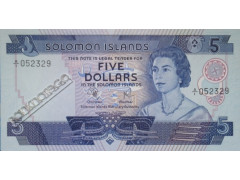 Банкнота Соломоновы о-ва 5 (пять) долларов 1977 год. Pick 6a. UNC