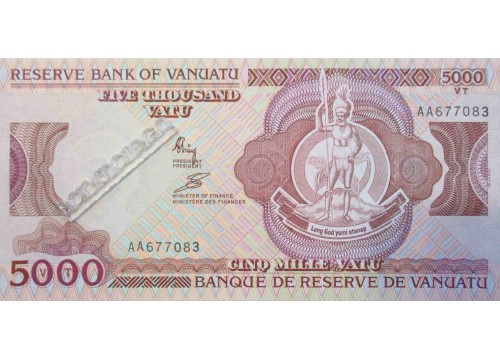 Банкнота Вануату 5000 (пять тысяч) вату 1993 год. Pick 7. UNC